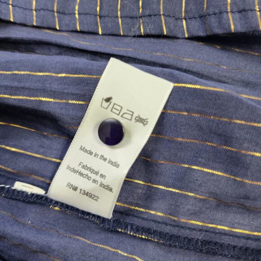 Emerson Frye Womens Frances‎ Maxi Dress 2 Size XS Navy Gold Maritime Lurex India - Picture 10 of 13